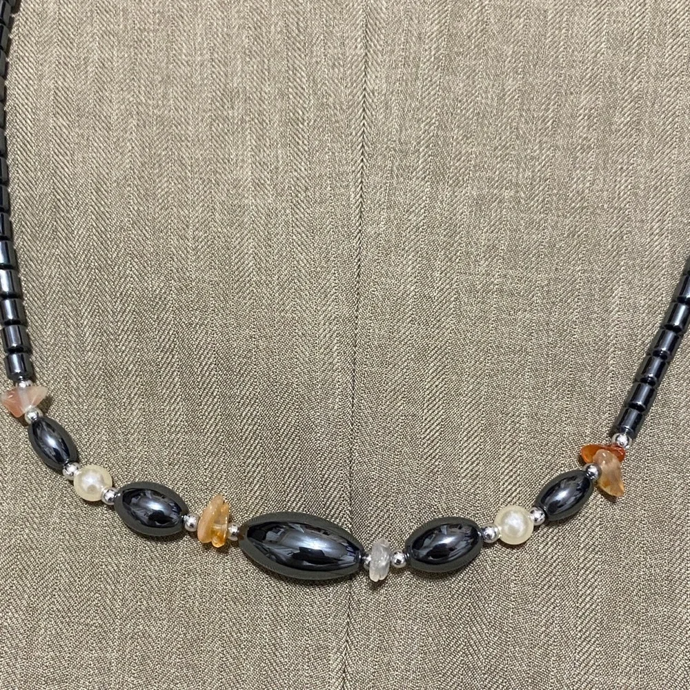 Vintage Hematite Beaded Necklace